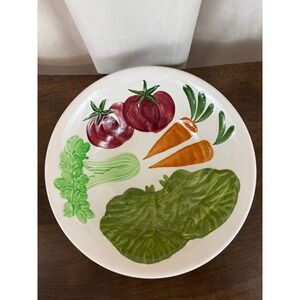 VTG Ironstone Hand Painted Vegetables Large 10" Serving Bowl Celery Carrots